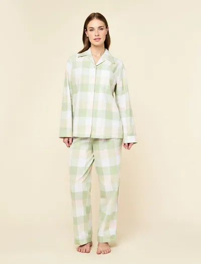 Papinelle Organic Cotton Plaid Full Length Pj In Green