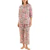 Papinelle Palisades Cotton Voile Crop Pajamas In Strawberry Ice