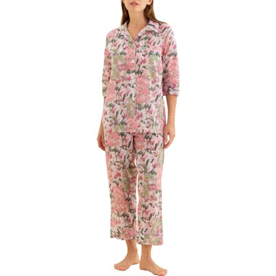 Papinelle Palisades Cotton Voile Crop Pajamas In Strawberry Ice
