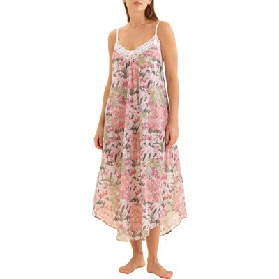 Papinelle Palisades Floral Cotton Nightgown In Strawberry Ice