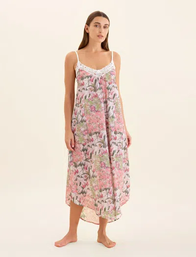 Papinelle Palisades Lace Front Maxi Nightie In Strawberry Ice