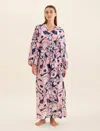 Papinelle Papillon Kimono Maxi Robe In Wild Rose
