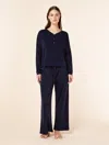 Papinelle Pia Boxy Long Sleeve Top & Wide Leg Pant Set In Blue