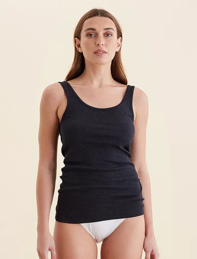 Papinelle Pia Cotton Modal Singlet In Black