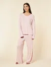 Papinelle Pia Long Sleeve Top & Wide Leg Pant Set In Pink