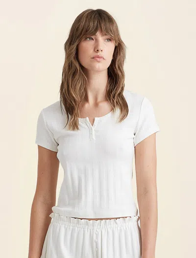 Papinelle Pippa Pointelle Short Sleeve Tee In White
