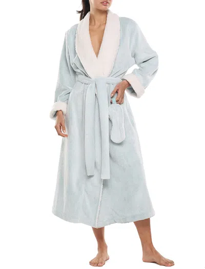 Papinelle High Pile Fleece Robe & Sleep Mask Set In Sage