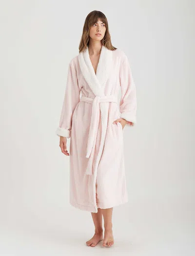 Papinelle Plush Sherpa Robe & Sleep Mask In Pink