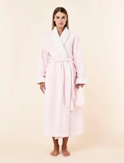 Papinelle Plush Sherpa Robe & Sleep Mask In Pink