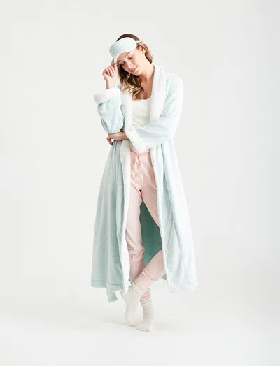 Papinelle Plush Sherpa Robe & Sleep Mask In Spearmint
