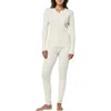 Papinelle Olivia Cable Pointelle Full Length Pj Set In White