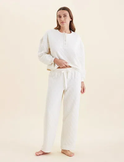 Papinelle Quilted Cotton Straight Leg Pant In Ecru