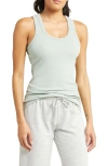 Papinelle Ribbed Shelf Bra Tank In Light Moss