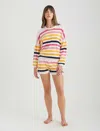 Papinelle Riley Stripe Top In Soft Pink