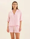 Papinelle Sabine Seersucker Stripe Boxer Short Pajamas In Wild Rose