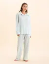 Papinelle Sabine Stripe Seersucker Pajamas In Eggshell / White Stripe