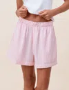 Papinelle Sabine Seersucker Stripe Boxer Short Pajamas In Wild Rose