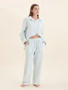 Papinelle Sabine Seersucker Stripe F/l Pant In Eggshell / White Stripe