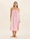 Papinelle Sabine Seersucker Stripe Maxi Nightgown In Wild Rose