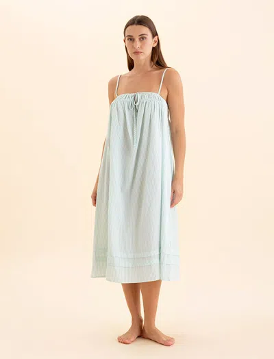 PAPINELLE SABINE SEERSUCKER STRIPE MAXI NIGHTIE