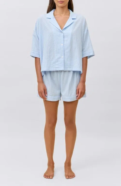 Papinelle Sabring Stripe Boxer Pajamas In Blue