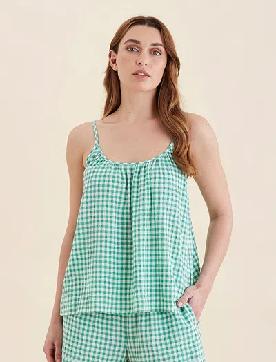 Papinelle Seersucker Cami In Holiday Green / White