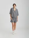 Papinelle Seersucker Gingham Boxer Pj Set