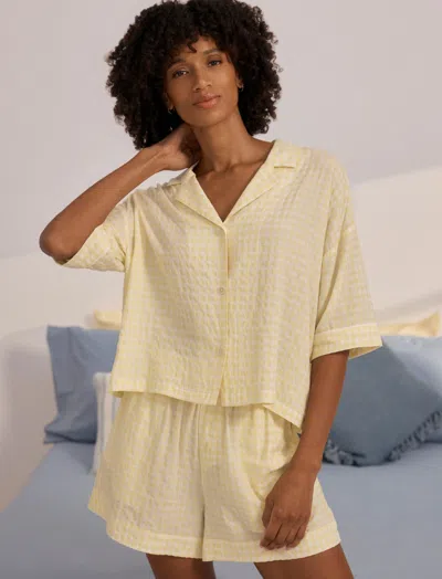 Papinelle Seersucker Gingham Boxer Pj In Yellow