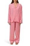 Papinelle Seersucker Gingham Cotton Blend Pajamas In Red