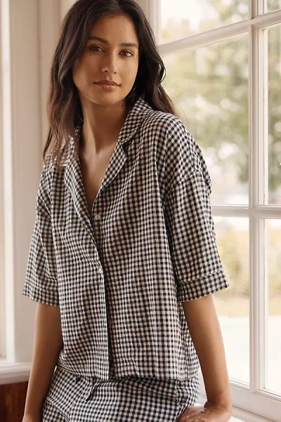 Papinelle Seersucker Gingham Pajama Set In Blue