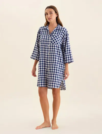 Papinelle Seersucker Nightshirt In Navy / White