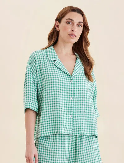 Papinelle Seersucker Short Sleeve Shirt In Green