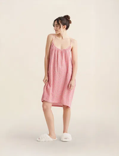 Papinelle Seersucker Strappy Nightgown In Pink