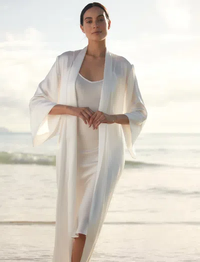 Papinelle Selena Silk Maxi Robe In White