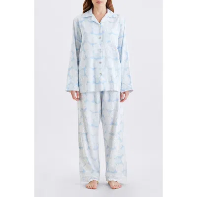 Papinelle Snowball Cosy Cotton Blend Pajamas In Blue