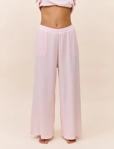 Papinelle Soft Baby Rib Full Length Wide Leg Pant In Pink