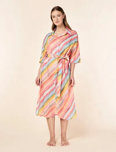 Papinelle Sophie Stripe Relaxed Maxi Nightshirt In Pink