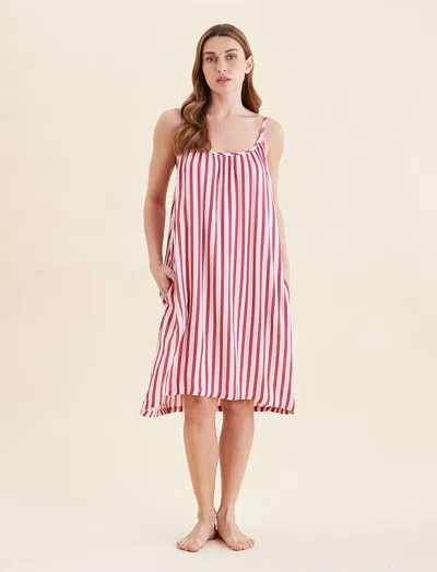 Papinelle Stripe Strappy Nightie In Mulberry/pink Stripe