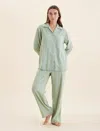 Papinelle Super Soft Brushed Herringbone Pj In Green