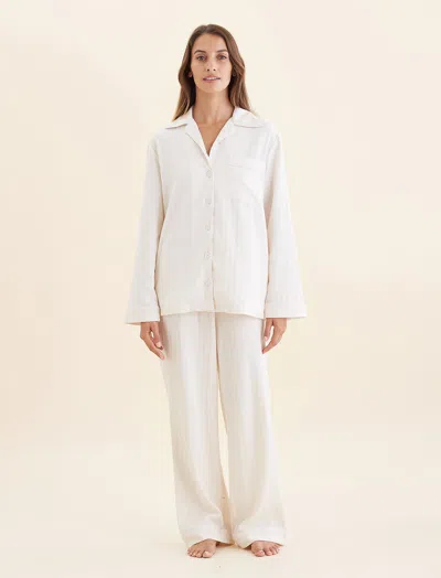 Papinelle Super Soft Brushed Herringbone Pj In Oatmeal