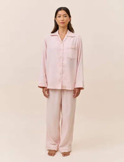 Papinelle Super Soft Brushed Herringbone Pj In Pink