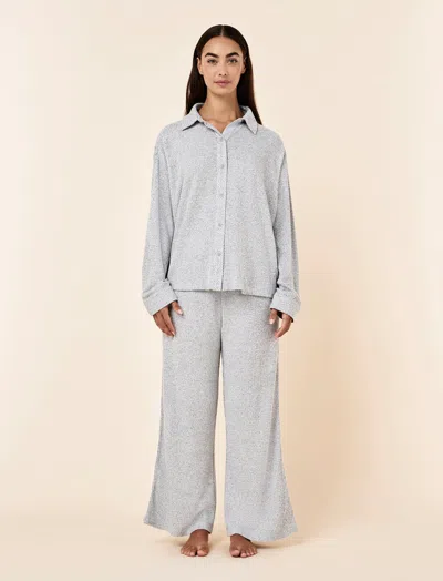 Papinelle Super Soft Waffle Full Length Pj Set In Gray