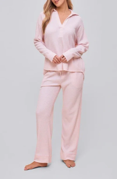 Papinelle Super Soft Waffle Knit Pajamas In Pink