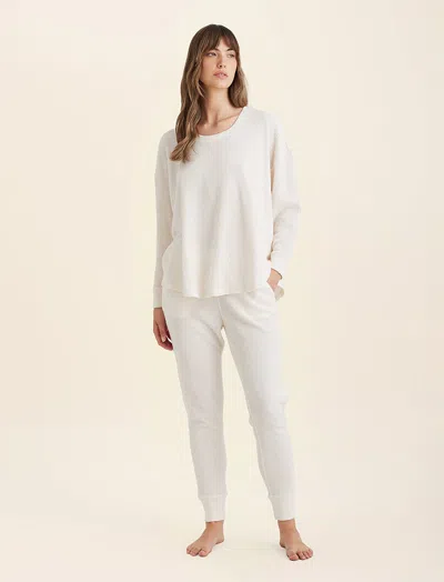 Papinelle Super Soft Waffle Long Sleeve Relaxed Top In Ecru