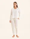 Papinelle Super Soft Waffle V-neck Long Sleeve Top & Jogger In White
