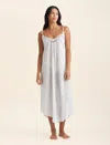 Papinelle Swiss Dot Lace Front Maxi Nightgown In Ecru