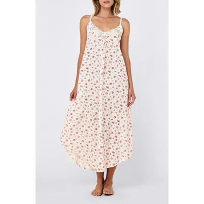 Papinelle Swiss Dot Lace Trim Cotton Nightgown In White