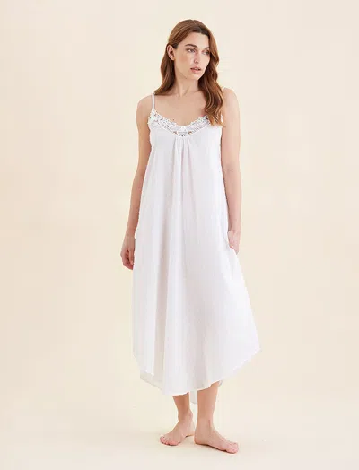 Papinelle Swiss Dot Lace Trim Maxi Nightie In White