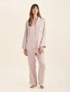 Papinelle Sylvie Silk Piped Full Length Pj In  Pink