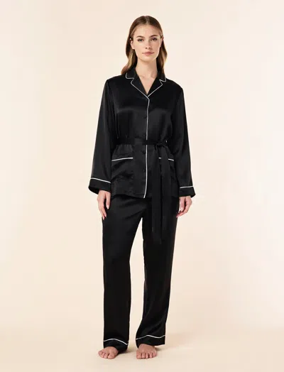Papinelle Sylvie Silk Wrap Pj Set In Black
